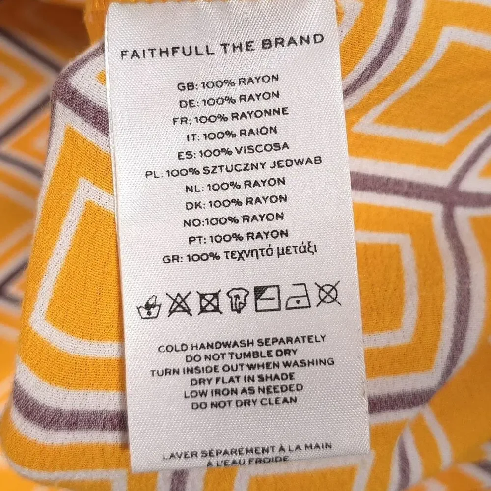 FAITHFULL THE BRAND Yellow Geometric Maxi Skirt 100% Rayon Women Size 4‎ SMALL